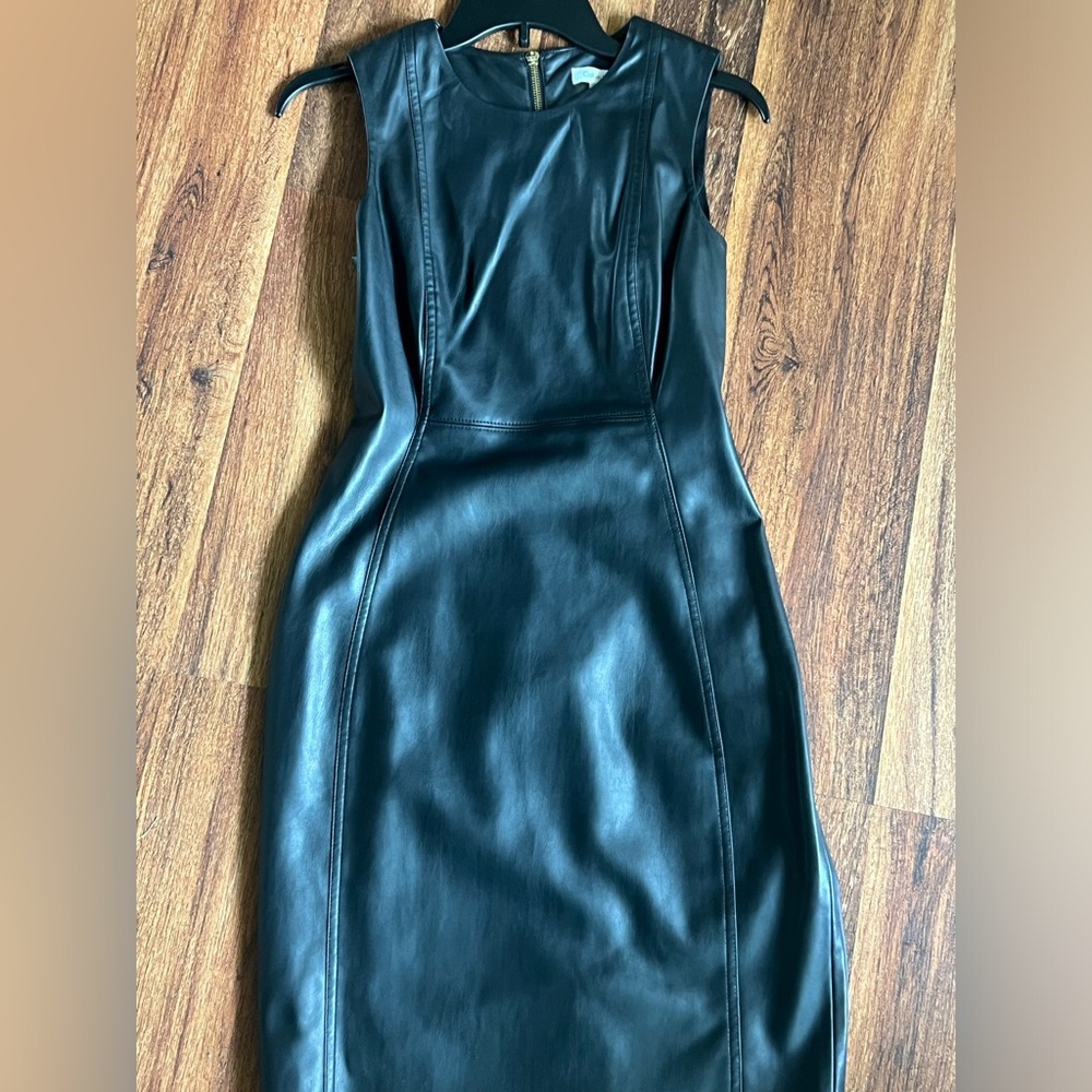 Leather Calvin Klein black dress size 4